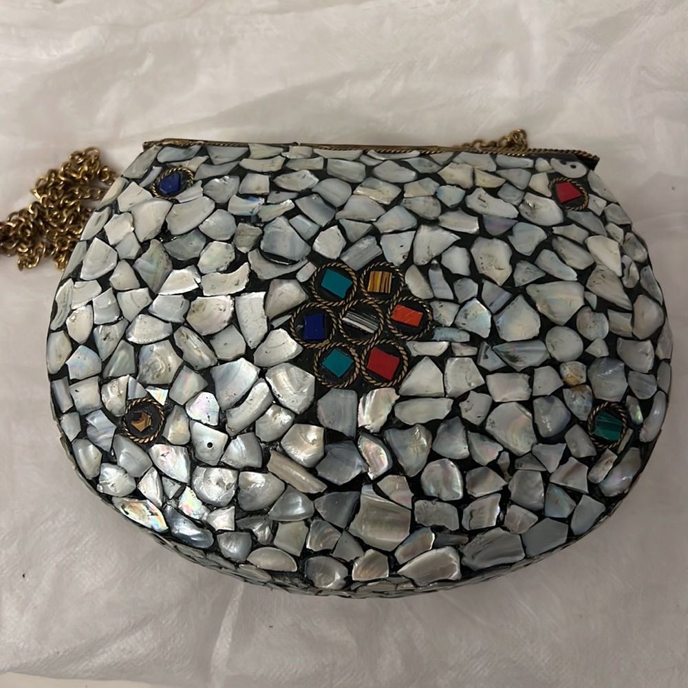Mosaic Tile Metal Clutch, Handbag, Bridesmaid Gifts, South Asian Gifts, Indian - Picture 3 of 3